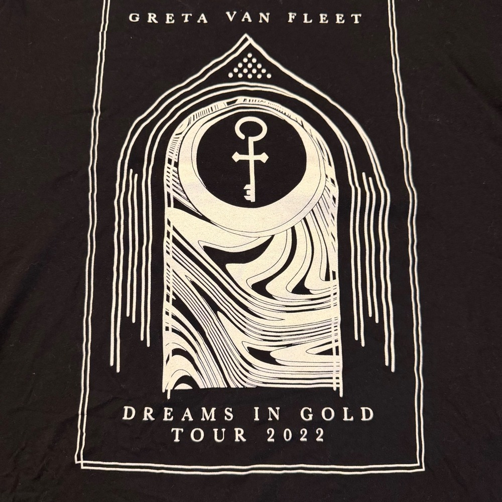 Greta Van Fleet Dreams In Gold Tour 2022 Black Graphic T-Shirt Mens Large L‎